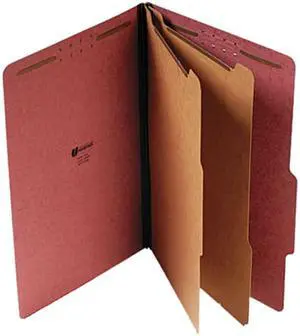Universal 10280 Pressboard Classification Folder  Legal  6-Section  Red