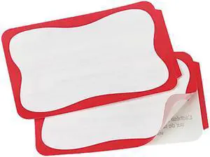 Universal 39101 Self-Adhesive Name Badges  Border-Style  2 x 3 3/8  Red  100 Per Pack