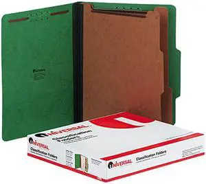 Universal 10302 Pressboard Classification Folders  Ltr  6-Section  Emerald GN  10/box