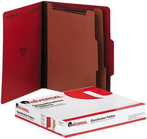 Universal 10303 Pressboard Classification Folders  Letter  6-Section  Ruby Red  10/bx