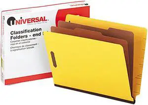 Universal 10319 Pressboard End Tab Classification Folders  Ltr  6-Section  YW  10/box