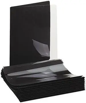 Universal 56116 Plastic Report Cover  Tang Clip  Letter  1/2   Capacity  Clear/Black  25 per Box