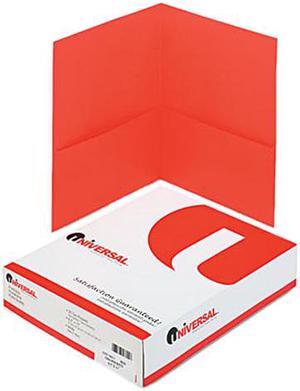 Universal 56611 Two-Pocket Portfolio  Embossed Leather Grain Paper  Red