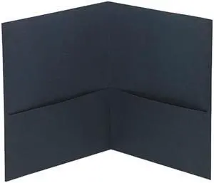 Universal 56638 Two-Pocket Portfolio  Embossed Leather Grain Paper  Dark Blue