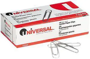 Universal Jumbo Nonskid Paper Clips Silver 100/Pack 10 Packs/Box ( AZRUNV72240)