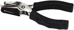 Universal 74321 Eight-Sheet Handheld One-Hole Punch  1/4   Hole  Metal with Rubber Grip  Black