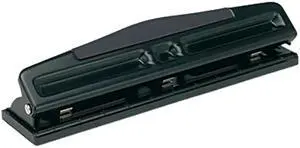 Universal 74323 12-Sheet Deluxe Two- and Three-Hole Adjustable Punch  9/32   Holes  Black