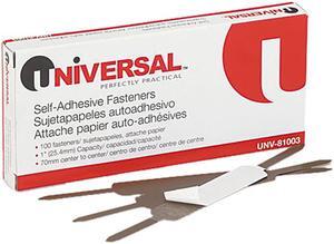 Universal 81003 Self-Adhesive Paper And File Fasteners  1 in.Capacity  100 per Box