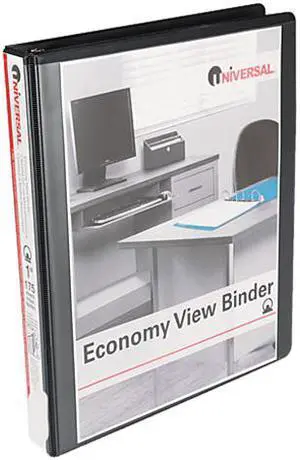 UNIVERSAL Economy Round Ring View Binder 1" Capacity Black 20961