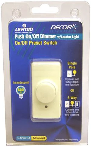 Leviton R03-RPI06-1LA Almond Commercial Grade Incandescent IllumaTech™ Rotary Dimmer Leviton R03-RPI06-1LA Almond Commercial Grade Incandescent IllumaTech™ Rotary Dimmer