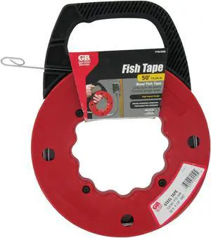 GARDNER BENDER Fish Tape, Steel, Deluxe, Shatterproof Housing, Refillable, 50.00 in. x 0.13 in. x 0.60 in.