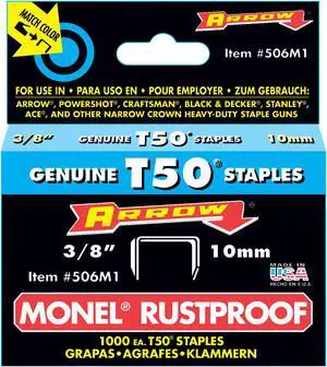 Arrow Fastener 506M1 3/8" Monel® Genuine T50® Rustproof Staples
