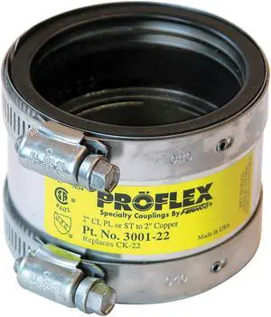 Fernco P3001-22 2" Proflex® Coupling For Cast Iron, Plastic Or Steel