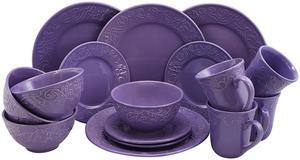 Elama Lilac Fields 16-Piece Dinnerware Set
