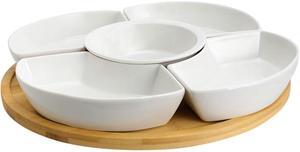Elama Signature 12 1/4 Inch 6pc Lazy Susan Appetizer and Condiment Server Set