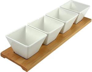 Elama Signature Modern 5pc Appetizer and Condiment Server with 4 Serving Dishes