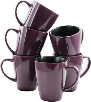 Elama Mulberry 14 oz. Stoneware Mugs in Purple, Set of 6