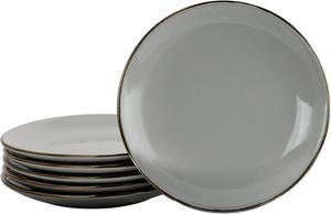 Elama Tahitian Sand 6-Piece Salad Plate Set, Light Grey