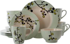 Elama Retro Bloom 16 Piece Luxurious Stoneware Dinnerware with Complete Setting for 4