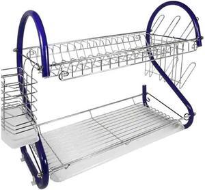 Better Chef 16-Inch, 2-Tier, Chrome Plated Dishrack in Blue