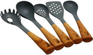 Oster Everwood Kitchen 5-Piece Nylon Tools Set with Wood Inspired Handles