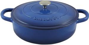 Crock Pot Artisan 5 Quarts Enameled Cast Iron Braiser Pan, Sapphire Blue