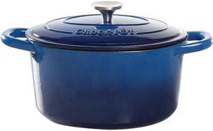 Crock Pot Artisan 5 Quarts Enameled Cast Iron Round Dutch Oven, Blue