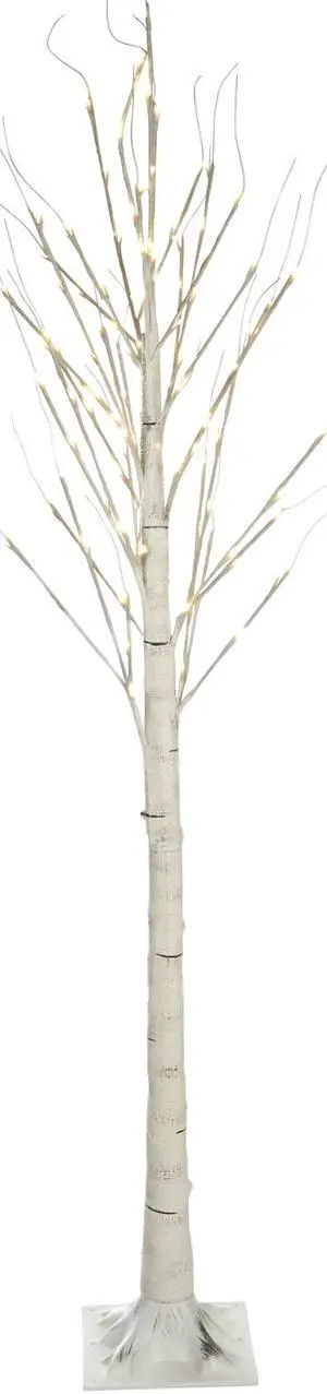 Birch Tree On Metal Base In/Outdoor 120 LED 83 Inch High with 8 Lighting Modes
