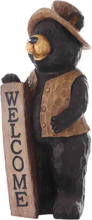 Hi-Line Gift Bear Standing with A Welcome Sign