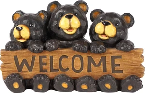 Hi-Line Gift Bear Family with Welcome Sign Hi-Line Gift Bear Family with Welcome Sign