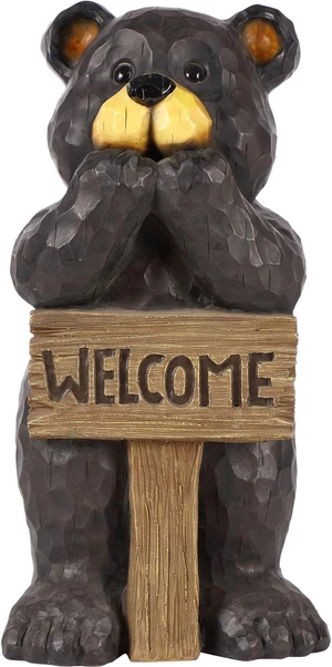 Hi-Line Gift Bear Leans On Welcome Sign Hi-Line Gift Bear Leans On Welcome Sign