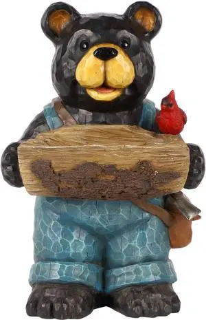 Hi-Line Gift Bear Holds Bird Bath with Cardinal Hi-Line Gift Bear Holds Bird Bath with Cardinal