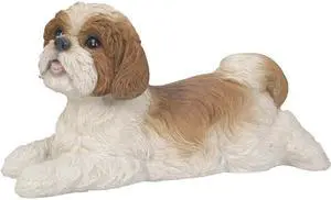 Hi-Line Gift Shih Tzu Lying Down - Brown/White Hi-Line Gift Shih Tzu Lying Down - Brown/White