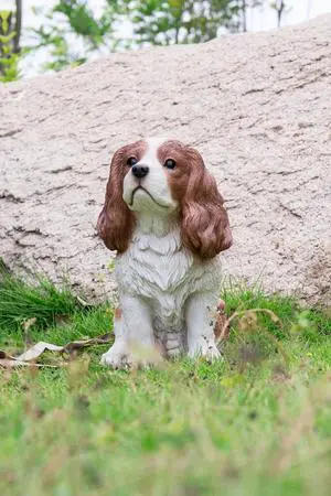 Hi-Line Gift Brown/White King Charles Spaniel Sitting Statue Hi-Line Gift Brown/White King Charles Spaniel Sitting Statue