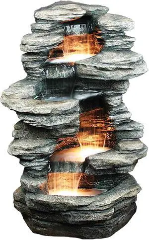 Hi-Line Gift Rock Level Fountain with Halogen Light