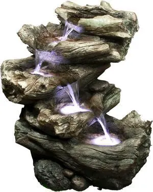 Hi-Line Gift 4 Level Logs Fountain with LED Hi-Line Gift 4 Level Logs Fountain with LED