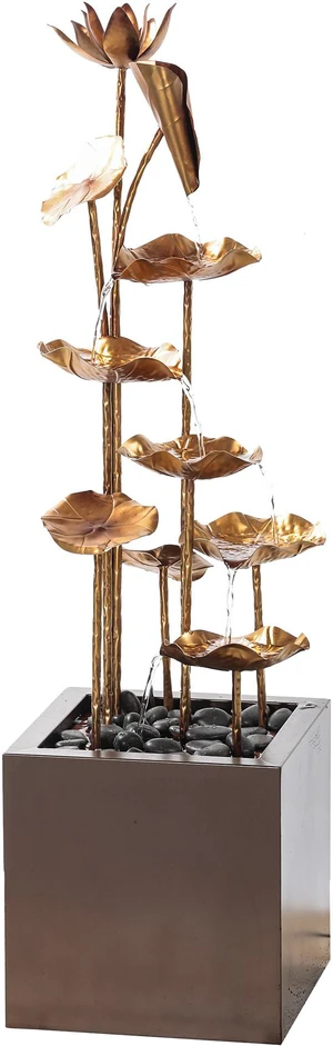 Hi-Line Gift Zinc Metal Gold Lotus Fountain Hi-Line Gift Zinc Metal Gold Lotus Fountain