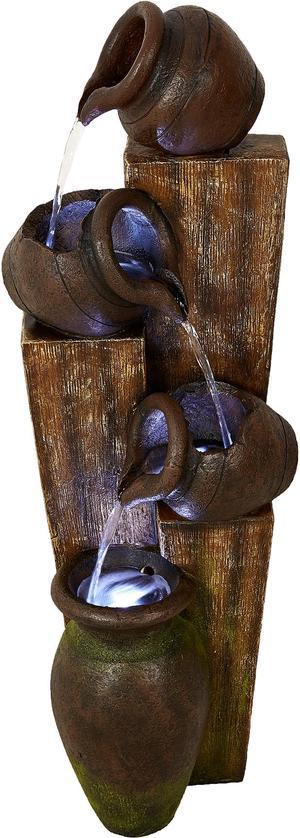 HiLine Gift LED Rustic Pouring Jugs Fountain