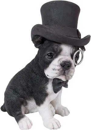 Hi-Line Gift Boston Terrier with Top Hat, Spectacle, & Bow Tie Statue Hi-Line Gift Boston Terrier with Top Hat, Spectacle, & Bow Tie Statue