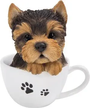 Hi-Line Gift Teacup Yorkshire Terrier Puppy Statue Hi-Line Gift Teacup Yorkshire Terrier Puppy Statue