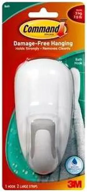 3M 17600B Command Bathroom Hook 1 hook, 2 strips