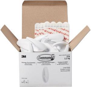 3M Command 17083S16NA Designer Hooks, Plastic, White, 5 lb Cap, 16 Hooks and 24 Strips/Pack