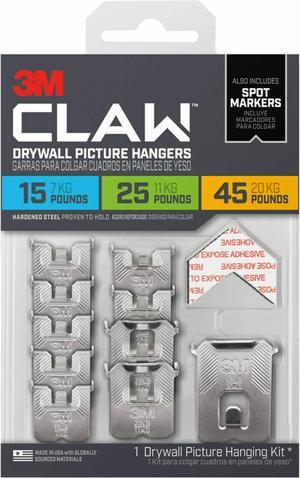 3M Claw Drywall Picture Hanger - Steel - 10/Pack 3PHKITM10ES