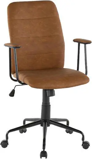 LumiSource OC-FRED BK+BN Frederick Brown Faux Leather Office Chair Brown