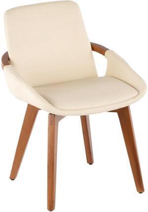LumiSource CH-COSMO WL+CR Cosmo Chair Walnut Bamboo, Cream Pu