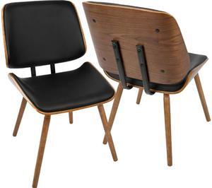 LumiSource CH-LMB WL+BK2 Lombardi Chair - Set Of 2 Walnut Wood, Black Pu