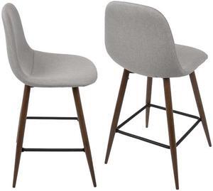 LumiSource Pebble 24 in. Walnut and Light Grey Counter Stool (Set of 2)