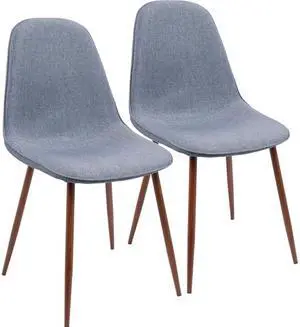 LumiSource Pebble Walnut and Blue Dining/Accent Chair (Set of 2)