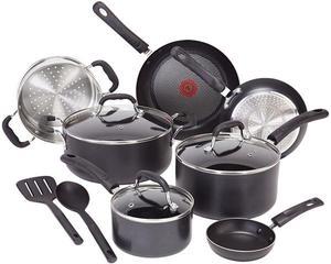 T-Fal Professional Total Nonstick Thermo-Spot Heat Indicator Induction Base Cookware Set, 12-Piece, Black