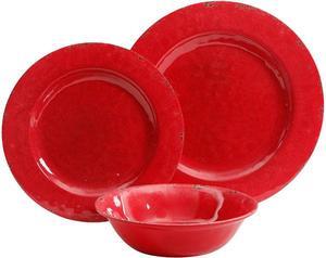 Studio California Mauna 12 Piece Melamine Dinnerware Set, Red